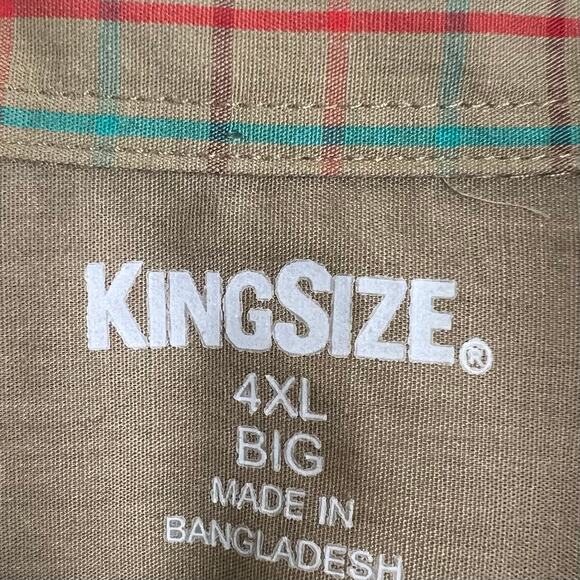 KingSize Shirt Men's 4XL Big,  Multicolor Plaid Button Down Short Sleeve Shirt - Picture 4 of 5